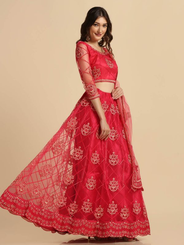 Red Net Lehenga Choli