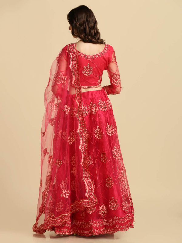 Red Net Lehenga Choli