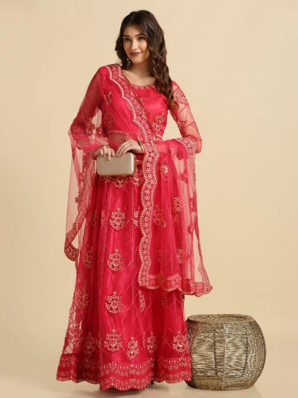 Red Net Lehenga Choli