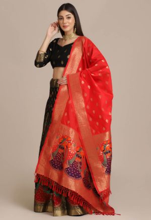 Banarasi Silk Black Lehenga Choli