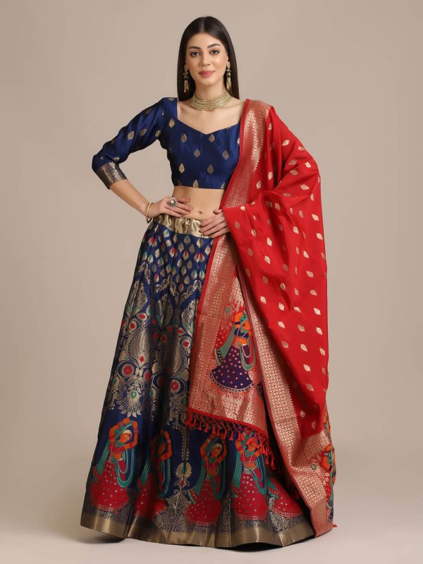 Banarasi Silk Blue Lehenga Choli