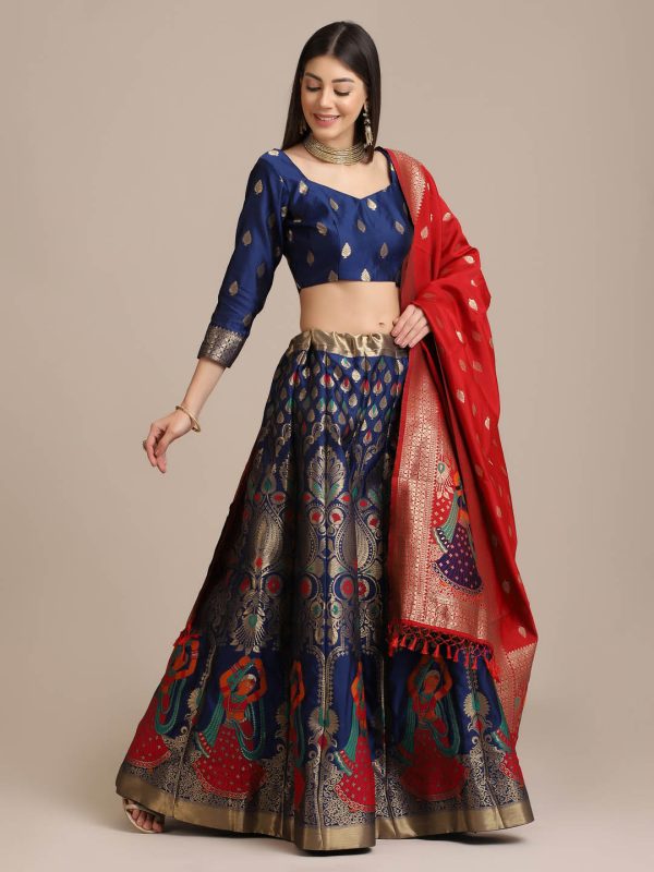 Banarasi Silk Blue Lehenga Choli