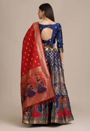 Banarasi Silk Blue Lehenga Choli