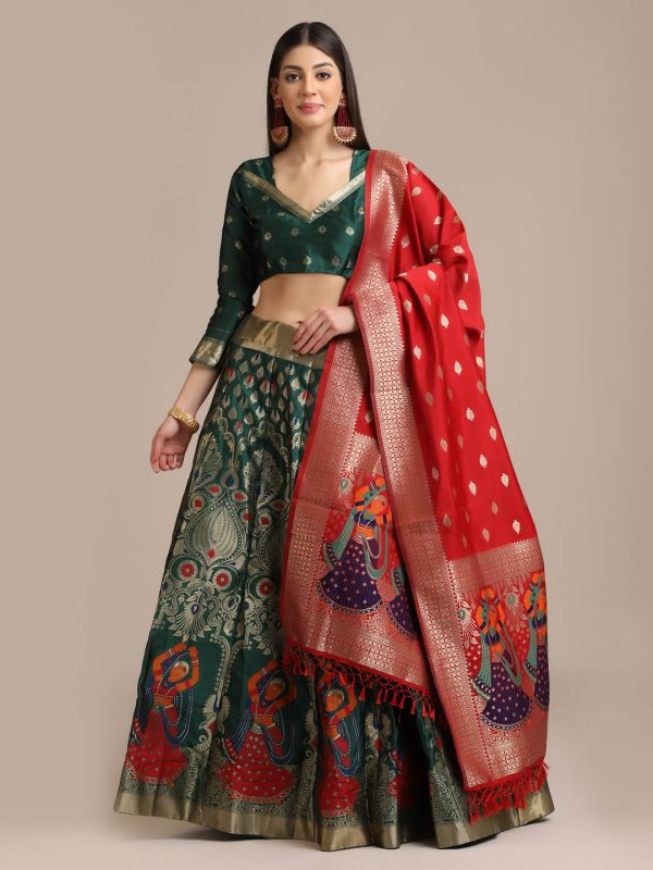 Banarasi Silk Green Lehenga Choli