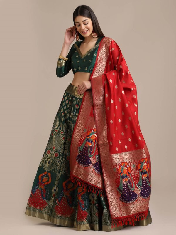 Banarasi Silk Green Lehenga Choli