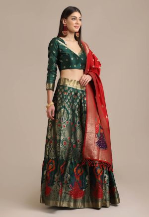 Banarasi Silk Green Lehenga Choli