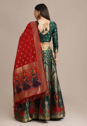 Banarasi Silk Green Lehenga Choli