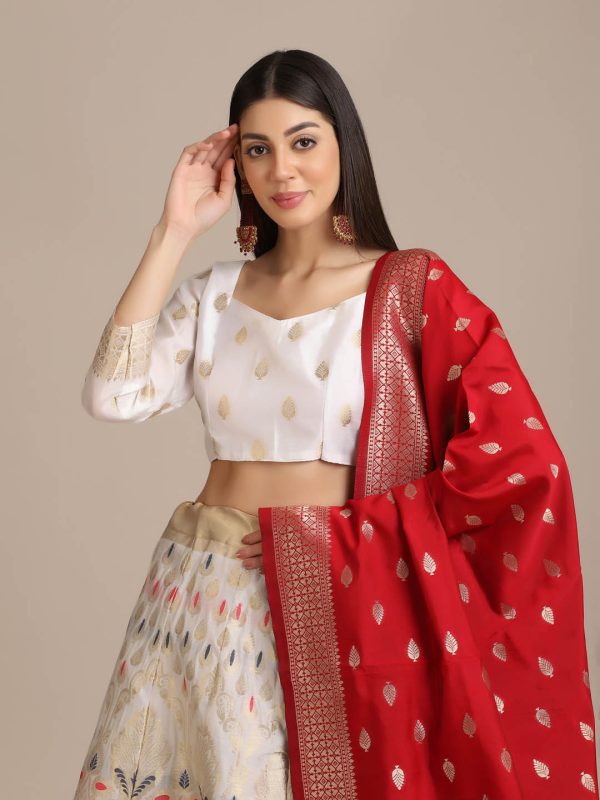 Banarasi Silk White Lehenga Choli