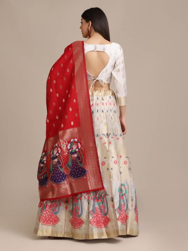 Banarasi Silk White Lehenga Choli