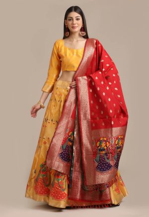 Banarasi Silk Yellow Lehenga Choli