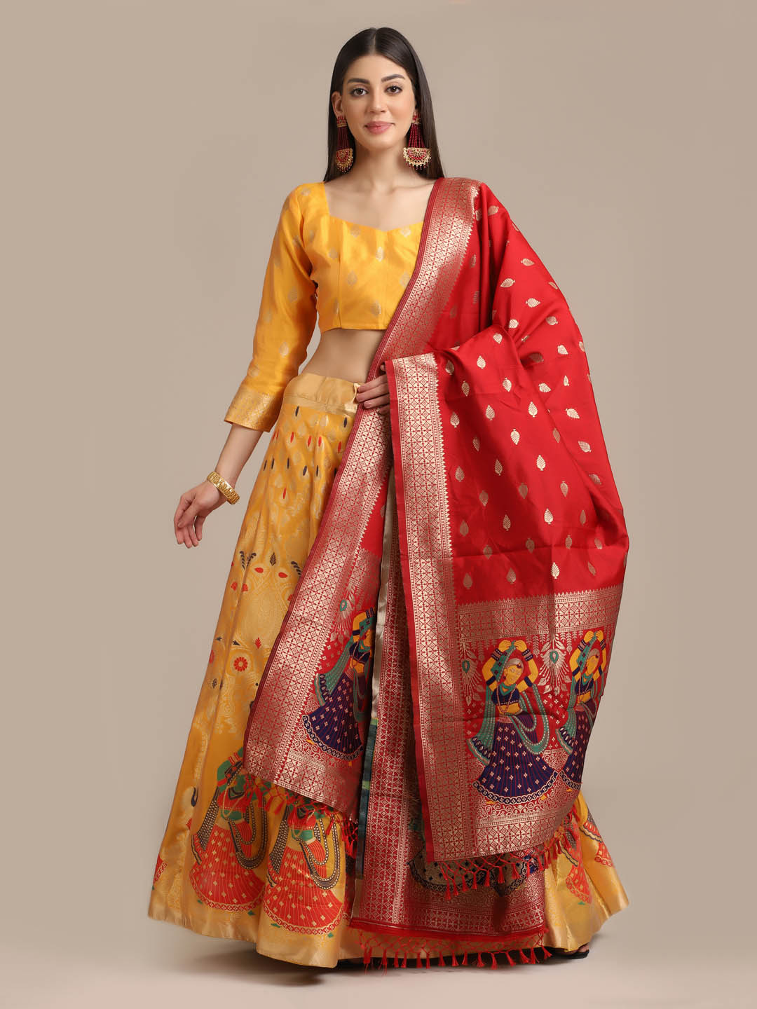 Banarasi Silk Yellow Lehenga Choli