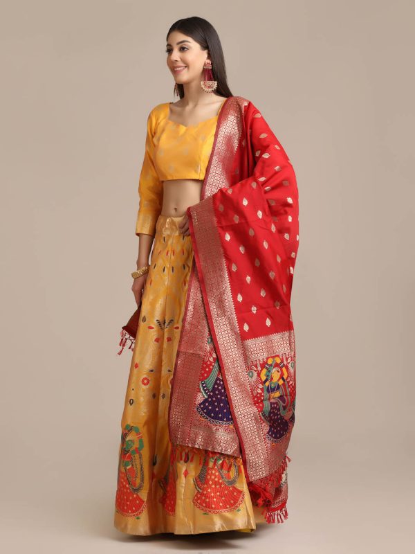 Banarasi Silk Yellow Lehenga Choli