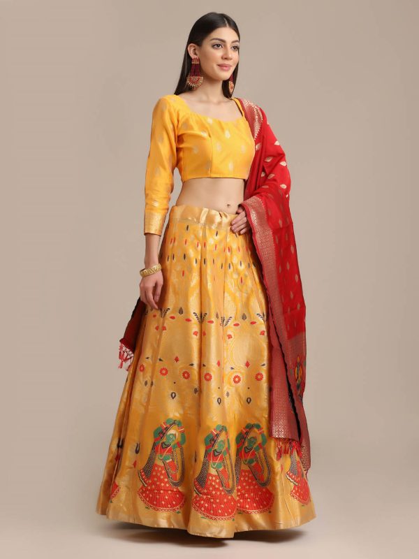 Banarasi Silk Yellow Lehenga Choli