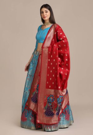 Banarasi Silk Rama Lehenga Choli