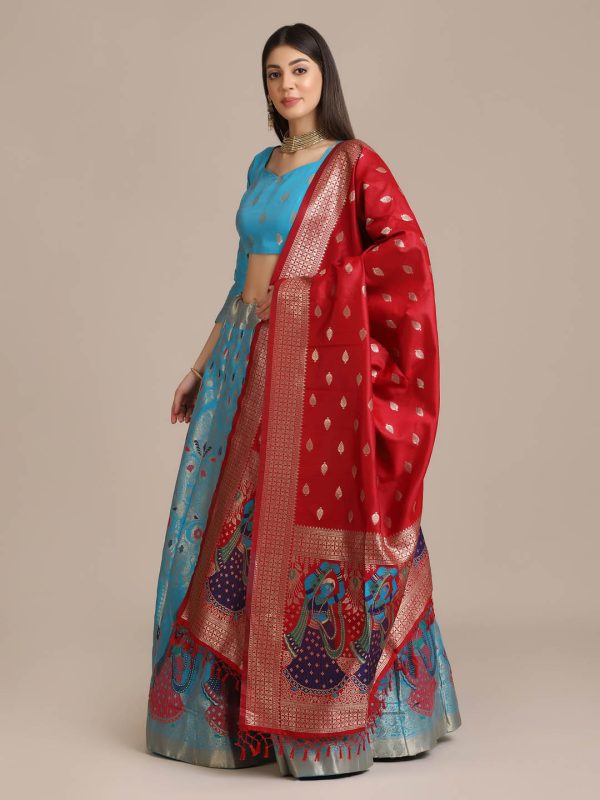 Banarasi Silk Rama Lehenga Choli