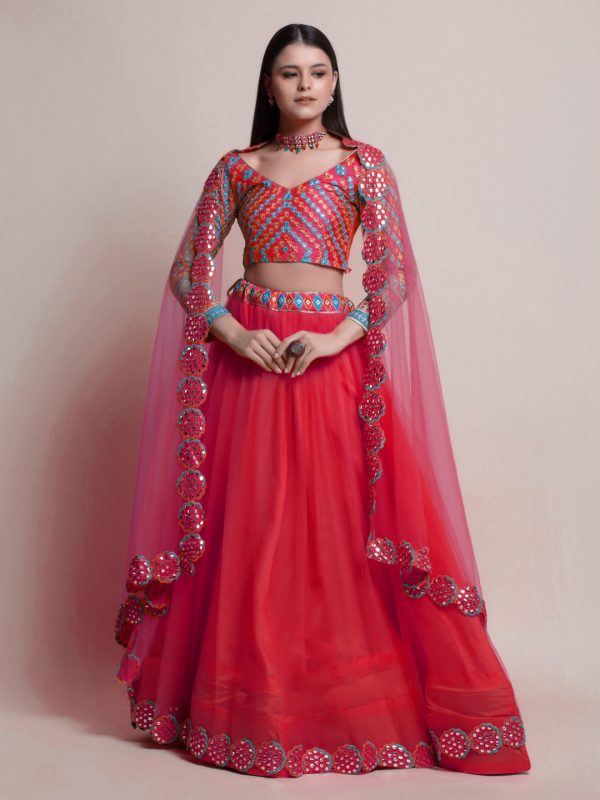 Charming Red Silk Lehenga Set