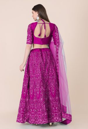 Taffeta Silk Purple Lehenga Choli