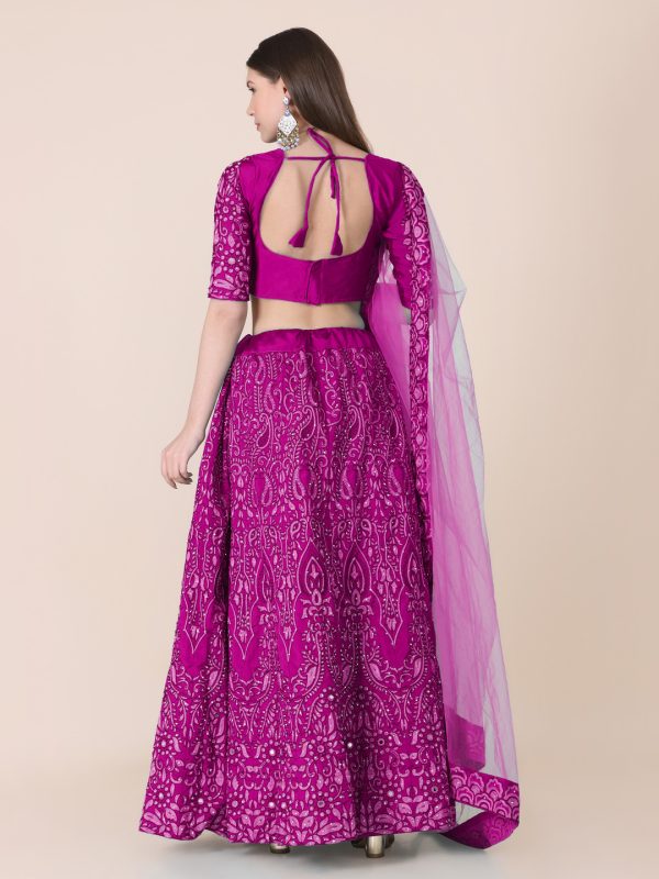 Taffeta Silk Purple Lehenga Choli