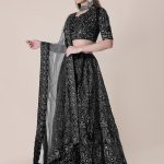 Taffeta Silk Black Lehenga Choli