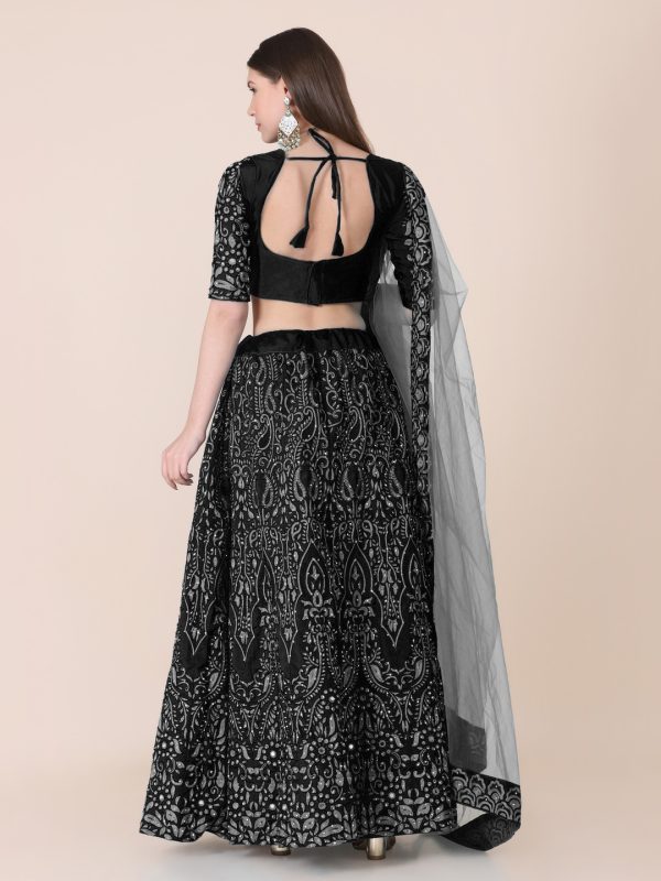 Taffeta Silk Black Lehenga Choli