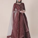 Taffeta Silk Maroon Lehenga Choli