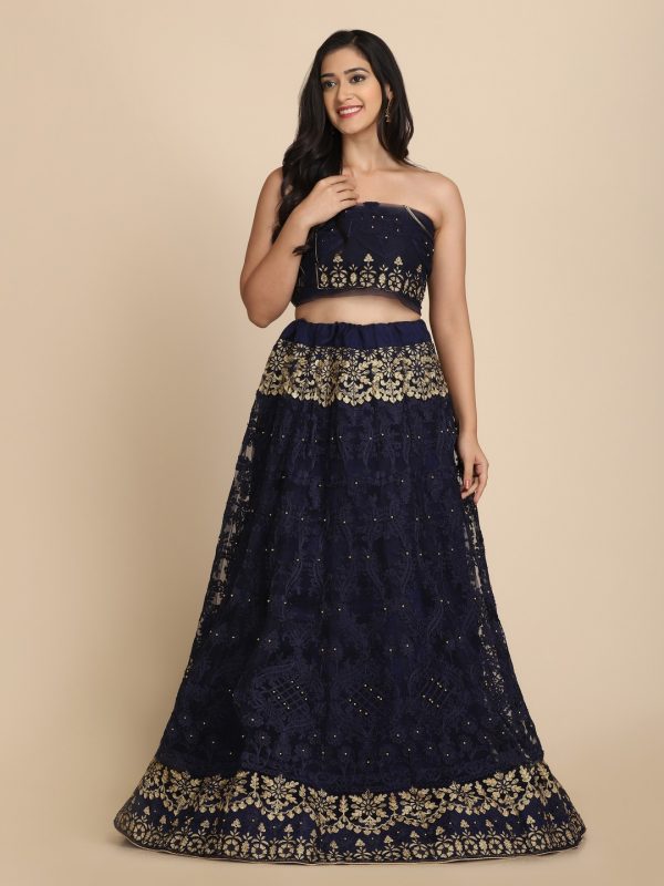 Stone Work Blue Lehenga