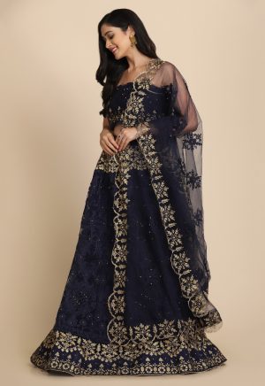 Stone Work Blue Lehenga