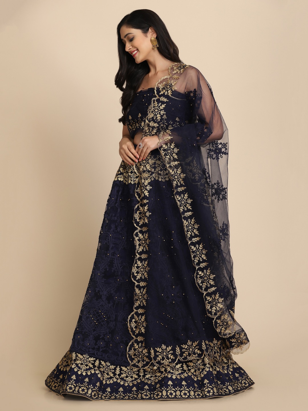 Stone Work Blue Lehenga