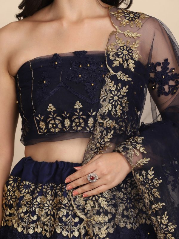 Stone Work Blue Lehenga