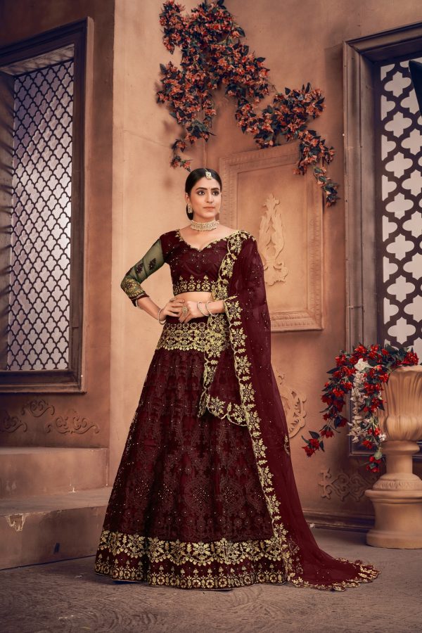 Maroon Wedding Lehenga