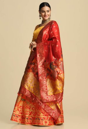 Parrot Design Yellow Lehenga