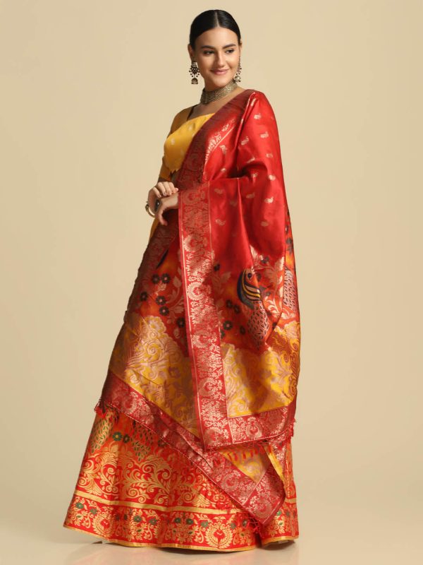 Parrot Design Yellow Lehenga