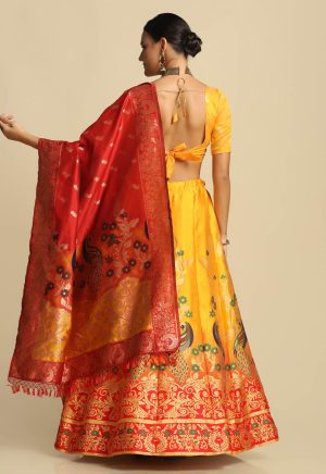 Parrot Design Yellow Lehenga