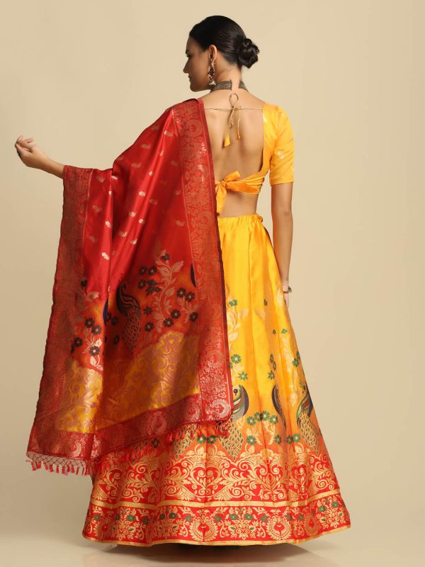 Parrot Design Yellow Lehenga