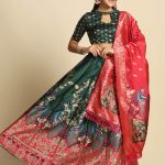 Parrot Design Green Lehenga