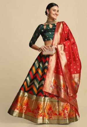 Silk Green Lehenga Choli