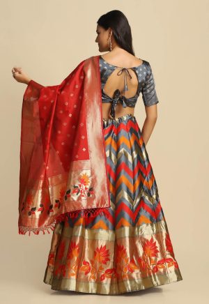 Silk Grey Lehenga Choli