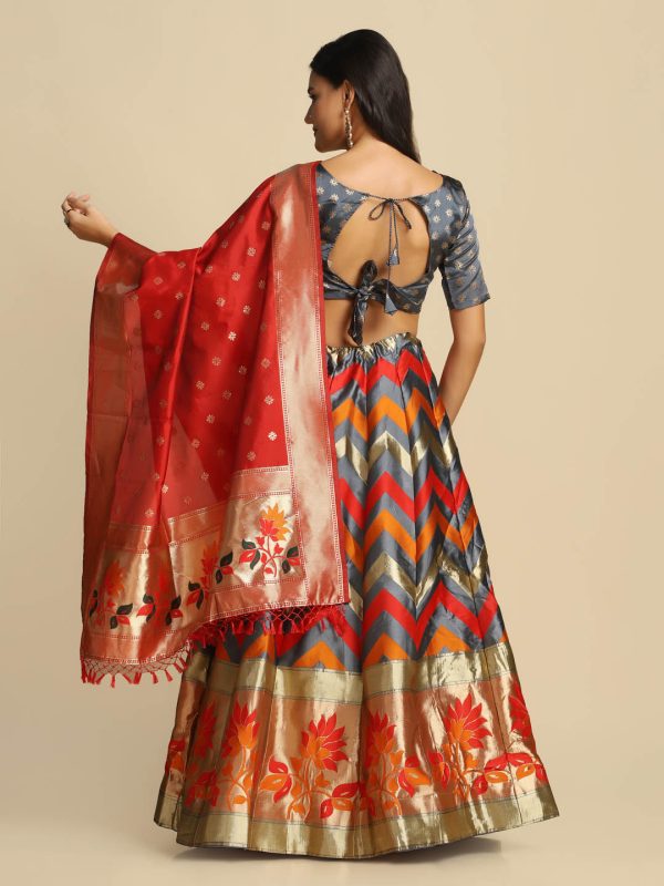 Silk Grey Lehenga Choli