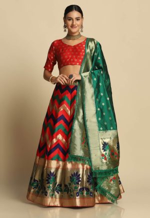 Silk Red Lehenga Choli