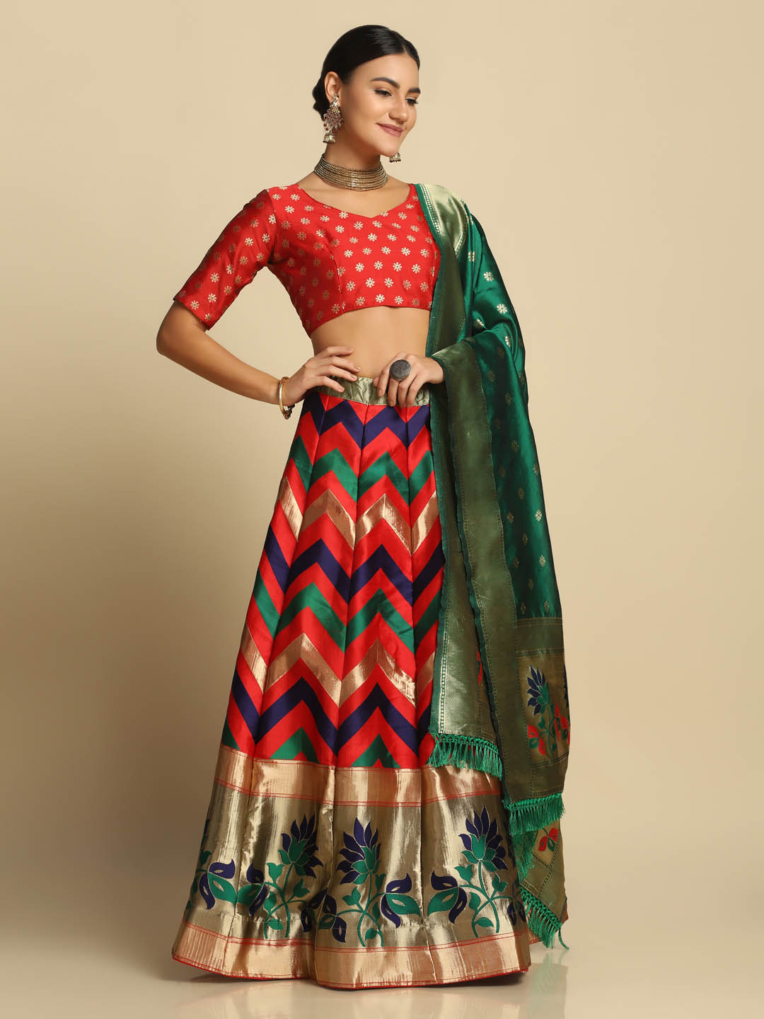 Silk Red Lehenga Choli