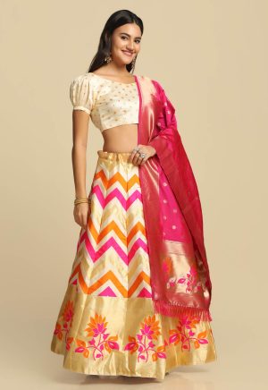 Silk White Lehenga Choli