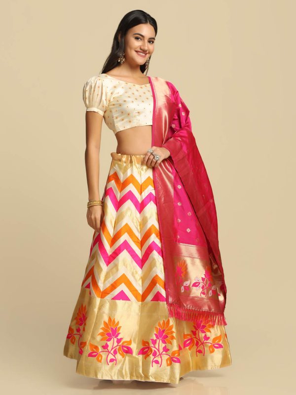 Silk White Lehenga Choli