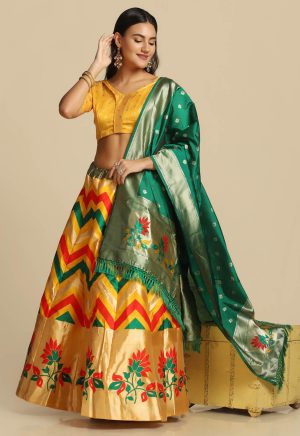 Silk Yellow Lehenga Choli