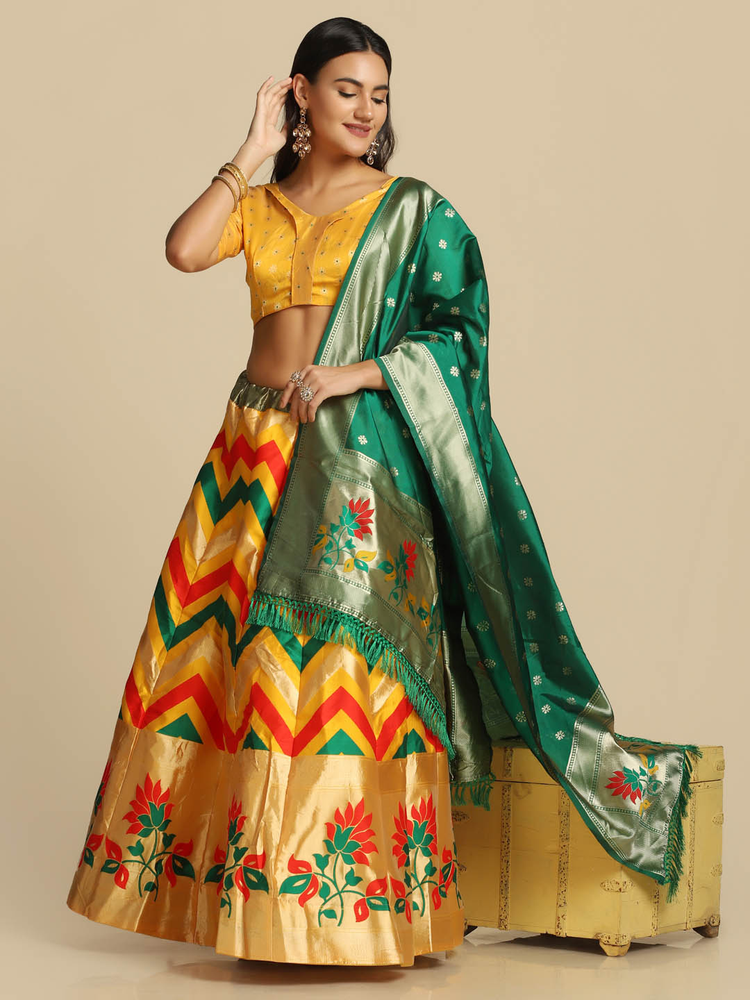 Silk Yellow Lehenga Choli