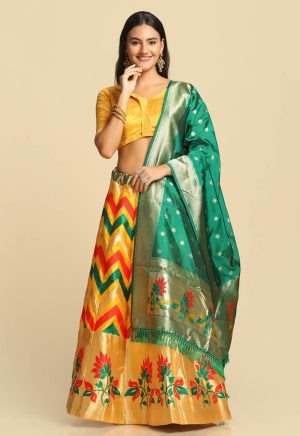 Silk Yellow Lehenga Choli