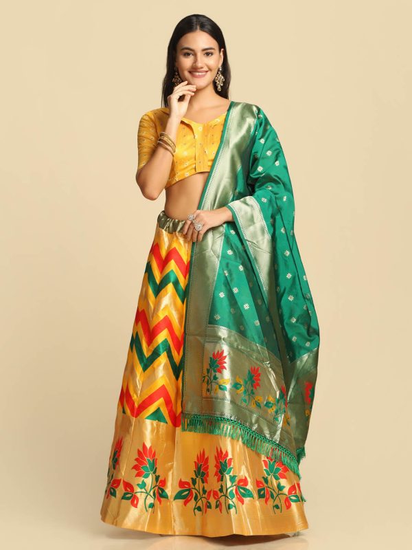 Silk Yellow Lehenga Choli