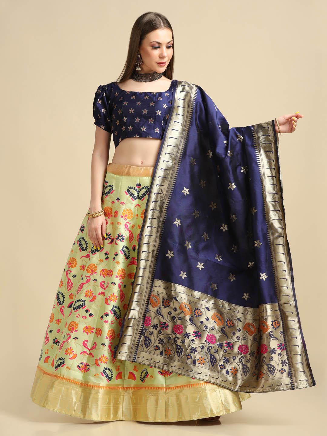 Silk Parrot Lehenga Choli