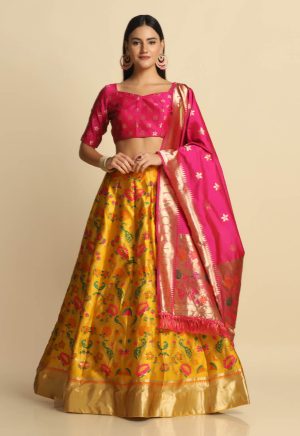 Silk Yellow Lehenga Choli