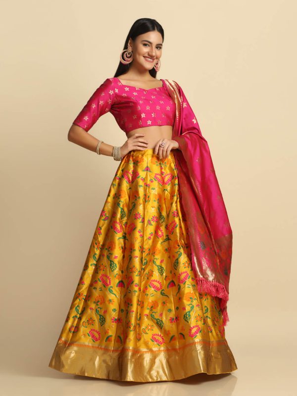 Silk Yellow Lehenga Choli