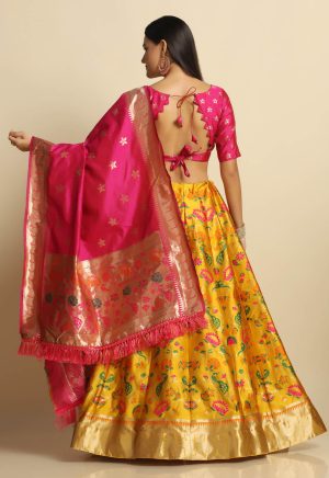 Silk Yellow Lehenga Choli